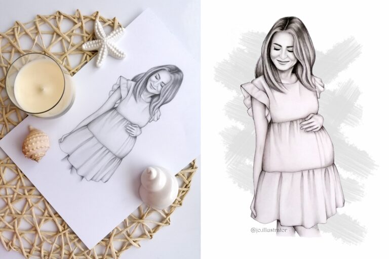 Pakuten Dress ~ pregnancy fashion illustration